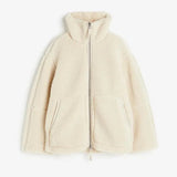 Warmer teddy-wintermantel für frauen - elegant und gemütlich für den winter – Weiß