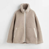 Warmer teddy-wintermantel für frauen - elegant und gemütlich für den winter – Braun