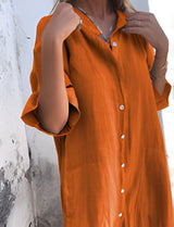 Solene | Lockeres, legeres Kleid mit halben Ärmeln – Orange