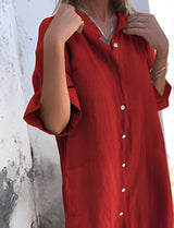 Solene | Lockeres, legeres Kleid mit halben Ärmeln – Rot