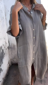 Solene | Lockeres, legeres Kleid mit halben Ärmeln – Grau