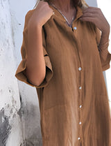 Solene | Lockeres, legeres Kleid mit halben Ärmeln – Braun