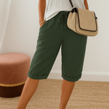 Aaliyah - Damen Shorts mit Bindegürtel – Grün