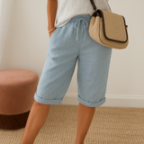 Aaliyah - Damen Shorts mit Bindegürtel – Himmelblau