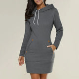 Lässiges Damen Hoodie-Kleid mit praktischen Taschen – Dunkelgrau