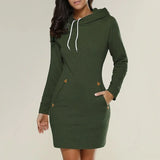 Lässiges Damen Hoodie-Kleid mit praktischen Taschen – Grün