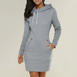 Lässiges Damen Hoodie-Kleid mit praktischen Taschen – Hellgrau