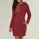 Lässiges Damen Hoodie-Kleid mit praktischen Taschen – Rot