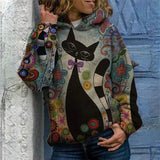 Lucia - eleganter kapuzenpullover mit kattenprint – Grün