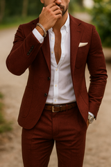 Lucian | Herren Slim Fit Anzug Set 2-Teiler Sakko – Weinrot