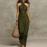 Luise | Damen Neckholder Maxikleid – Grün