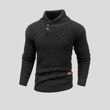 Lukas | Herren Rollkragen Strickpullover mit Zopfmuster – Schwarz