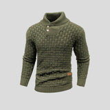 Lukas | Herren Rollkragen Strickpullover mit Zopfmuster – Olivgrün