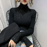 Eulalia | Polo-Shirt mit Diamantverzierung – (Diamant) Schwarz
