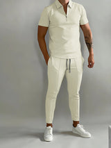 Lysander | Herren Trainingsanzug Polo Set – Beige