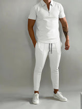 Lysander | Herren Trainingsanzug Polo Set – Weiß
