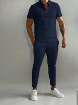 Lysander | Herren Trainingsanzug Polo Set – Marineblau