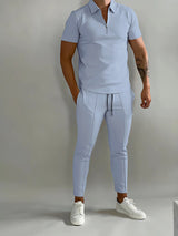 Lysander | Herren Trainingsanzug Polo Set – Hellblau