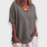 Ilyana – Schlichte Oversize-Bluse für jeden Tag – Dunkelgrau