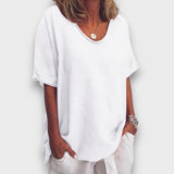 Ilyana – Schlichte Oversize-Bluse für jeden Tag – Weiß
