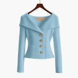 Kenny – Gerippter Knopf-Cardigan – Hellblau