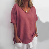 Marina - Lässige und lockere Bluse für Damen – Dunkelrosa