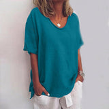 Beatrice | Damen Übergroß T-Shirt | Kurzarm – Meeresblau