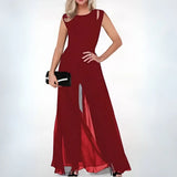 Serenith - Eleganter ärmelloser Chiffon-Overall – Rot