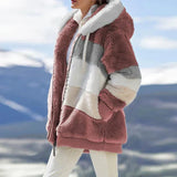 Andrea | Winterjacke mit Kapuze und Reißverschluss – Rote Streifen