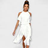 Nivelle – Asymmetrisches Kleid mit fließender Silhouette – Weiß