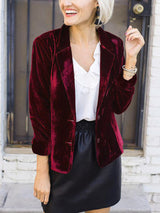 Damen-Blazer mit Samtoberfläche | strukturierte Ausführung – Rot