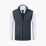 Magnus | Herren Ärmelloser Strickpullover mit Reißverschluss – Blau