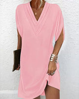 Amelia | Elegantes V-Ausschnitt Kleid – Pink