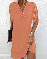 Amelia | Elegantes V-Ausschnitt Kleid – Orange