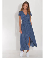Zayvia - Figurformendes Soft-Touch-Kleid mit V-Ausschnitt – Blau