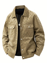Drake | Herren Velour-Jacke Karomuster Snap-Button Herbst – Khaki