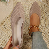 Amélie | Gestrickte Ballett-Flats mit spitzer Zehe – Beige