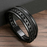 Timeless Vintage - Luxuriöses Lederarmband – Schwarz