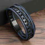 Timeless Vintage - Luxuriöses Lederarmband – Blau