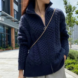 Gemütlich | Kabelstrick-Cardigan – Blau