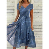 Naomi | Midi Dress with V-Neck – Blau