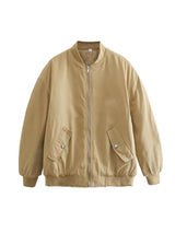 Damen Bomber Übergangsjacke | Übergroße – Khaki