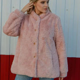 Harmony – luxuriöser teddymantel mit knöpfen – Rosa