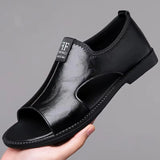Boriss - Bequeme Ledersandale – Schwarz