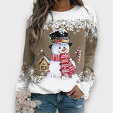 Mailena – Weihnachtspullover mit Schneemann – Khaki