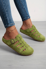 Natiy – Bequeme Hausschuh Sandalen Aus Wildleder – Grün
