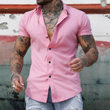 Maksim | Herren Slim Fit Kurzarmhemd – Rosa