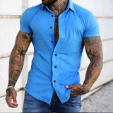 Maksim | Herren Slim Fit Kurzarmhemd – Blau