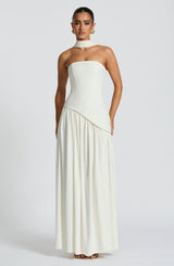 Rynellea - Elegantes trägerloses Abendkleid – Weiß