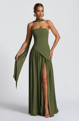 Rynellea - Elegantes trägerloses Abendkleid – Grün